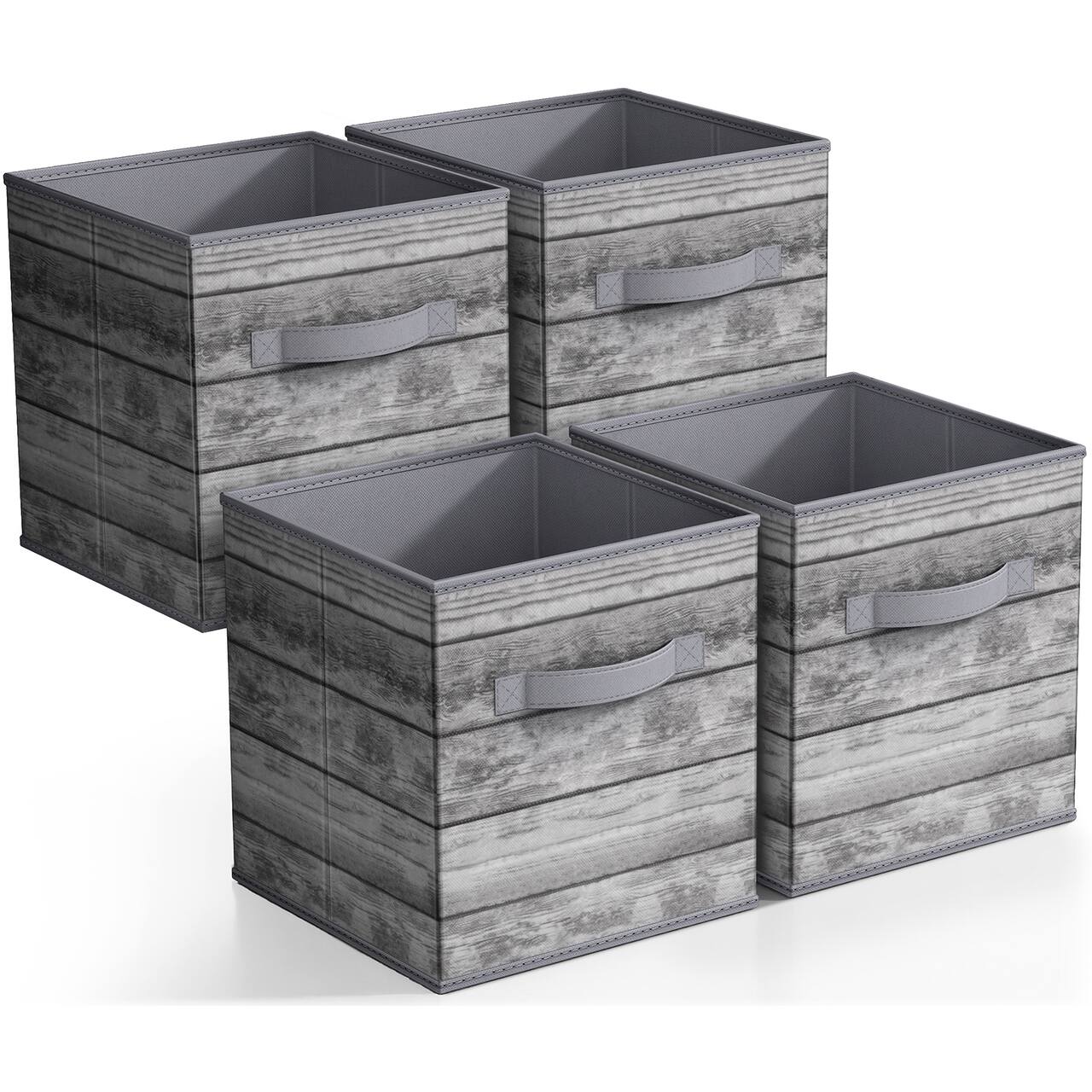 Sorbus 11" Gray Wood Pattern Foldable Storage Cubes, 4ct.